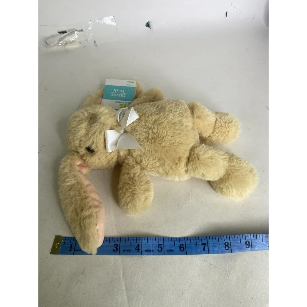 Walmart Beige Tan Plush Bunny Rabbit Stuffed Animal Tow with Bow 2023 NEW